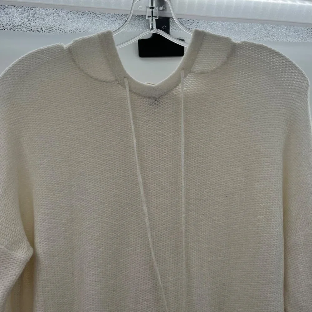 Michael Kors Women's Hooded Sweater Long Sleeve Zip Cuff Cream Size Medium